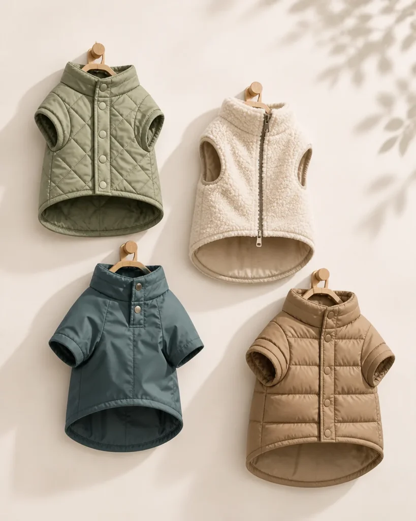 Pet jackets and coats in multiple outerwear styles