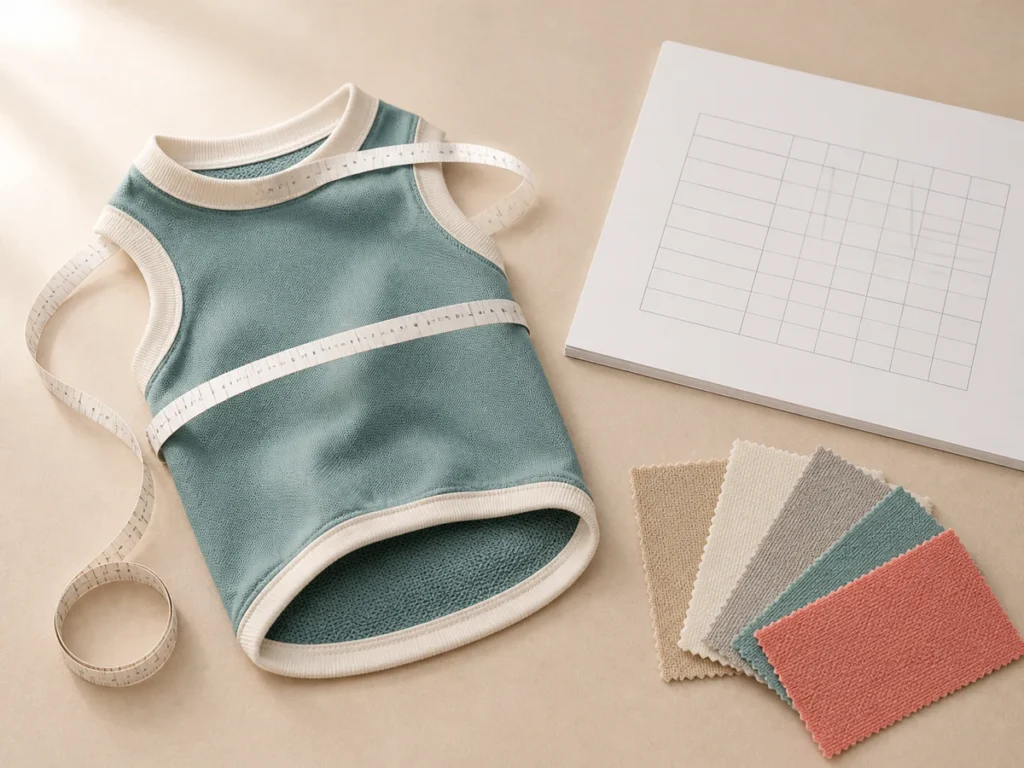 Pet apparel sizing and fit development with measurement references