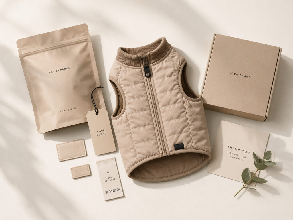 Blank hangtags, labels and packaging components for a private label pet product
